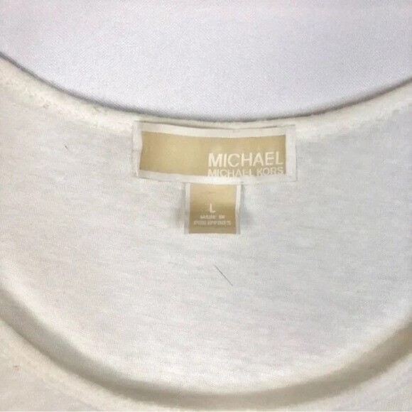 MICHAEL Michael Kors Ivory White Linen Scoop Neck Tank Top L - Picture 4 of 5